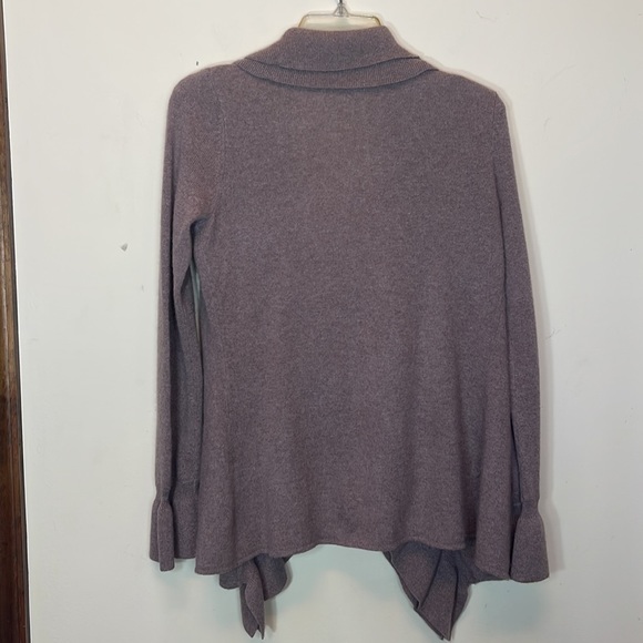 Marisa Christina 2ply cashmere tan/beige open front cascade cardigan - Picture 2 of 10